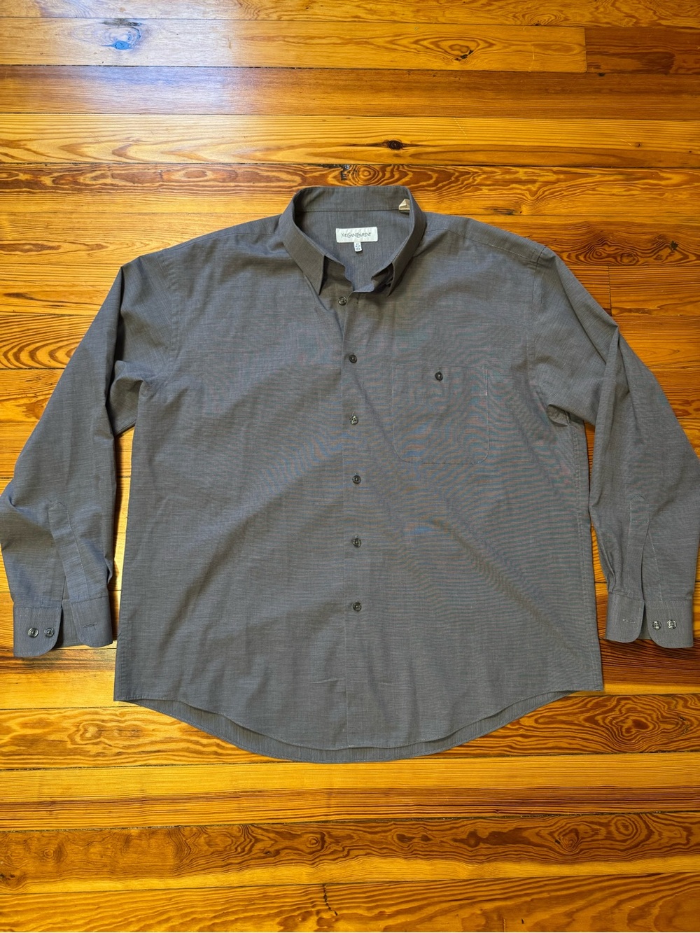 Vintage Yves Saint Laurent Men's Long-Sleeve Button-Up Dress Shirt
